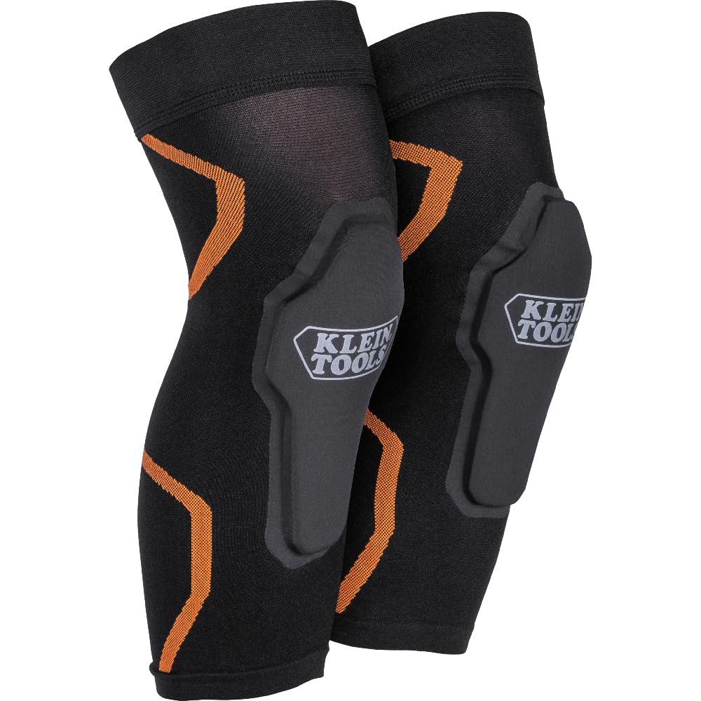 Klein Tools 60623 Knee Pad Compression Sleeve, Knee Support for Construction, Workers and Athletes, Black, M/L