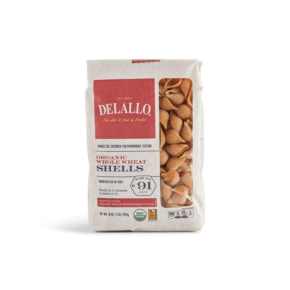 NineLife Basics Del.allo Pasta Whole Wheat Shell, 2 Ounce (Pack of 8)