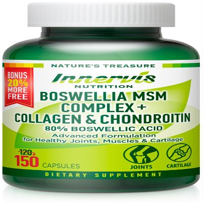INNERVISNUTRITION Boswellia MSM Complex 150 Caps Supports Joint Health | Collagen, Chondroitin, Turmeric