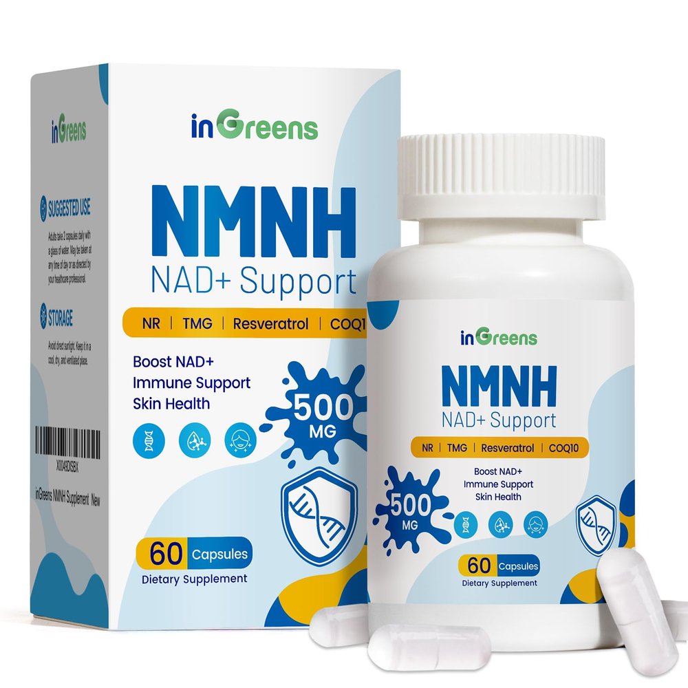 500mg NMNH, NMN Supplement Alternative with NR, TMG, Resveratrol, COQ10, NAD Supplement, Anti Aging, Energy, Boost NAD+ Levels, 60 Capsules