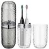 2PCS Travel Toothbrush Case with Cover, Portable Toothbrush Holder Cup Storage Container Dustproof Toothbrush Case for Bathroom Trip School Camping (Clear & Grey) view 1