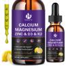 (2 Pack) Calcium Magnesium Zinc Liquid Drops for Women and Men - Bone & Teeth, Immune Support, Liquid Calcium Supplement with Magnesium Glycinate, Vitamin C D3 K2 B6, Lemon Flavor | Sugar Free view 1