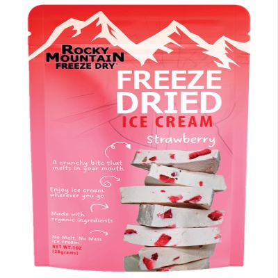Freeze Dried Ice Cream  Strawberry Ice Cream That Doesnt Melt  Crunchy Creamy Snack with Clean Ingredients  Rocky Mountain Freeze Dry (1 OZ, Strawberry)