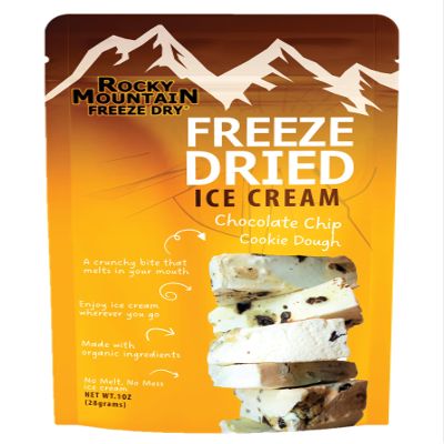 Freeze Dried Ice Cream  Cookie Dough Ice Cream That Doesnt Melt  Crunchy Creamy Snack  Clean Ingredients  Shelf-Stable Treat  Rocky Mountain Freeze Dry (1 OZ, Chocolate Chip Cookie Dough)