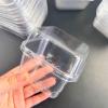 100 Pack Disposable Clear Plastic Cups Ice-cream Cups with Lids and Sporks, 8 oz Square PET Sundae Dessert Cups for Iced Coffee Cold Drinks Frozen Yogut Fruits Jello Snacks Bubble Boba Juice Milkshake view 3
