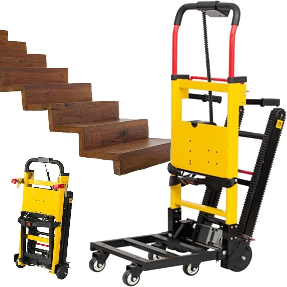 RAYACO Electric Folding Hand Stair Climbing Trolley, 120 W Stair Chair, Stair Lift, Crawler Climbing Trolley, 440 Pound Maximum Load for Climbing and Descending Stairs, kk666