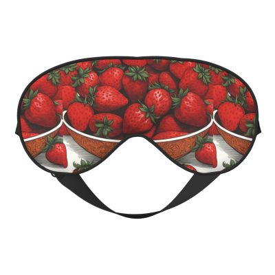Cute Strawberries Unisex Elastic Adjustable Buckle Design Blackout Sleep Eye Mask for Home Travel Yoga Office Nap