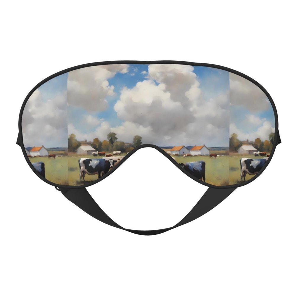 A Large Farm. Unisex Elastic Adjustable Buckle Design Blackout Sleep Eye Mask for Home Travel Yoga Office Nap