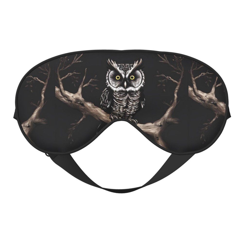 MYGANN Late Night Owl Unisex Elastic Adjustable Buckle Design Blackout Sleep Eye Mask for Home Travel Yoga Office Nap