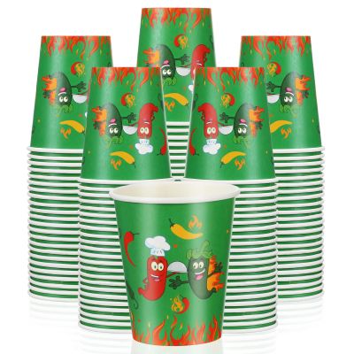 Jingmore 100 Pcs 9 oz Chili Tasting Cups Large - Mexican Cook off Party Supplies, Disposable, Cinco De Mayo Decorations(Classic)