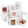 BENECREAT 24 Pack White Kraft Paper Boxes with Clear Window, 2.9x2.9x1.2inch Present Packaging Box for Anniversaries, Birthdays, Weddings, Graduation view 1