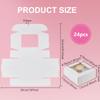 BENECREAT 24 Pack White Kraft Paper Boxes with Clear Window, 2.9x2.9x1.2inch Present Packaging Box for Anniversaries, Birthdays, Weddings, Graduation view 2