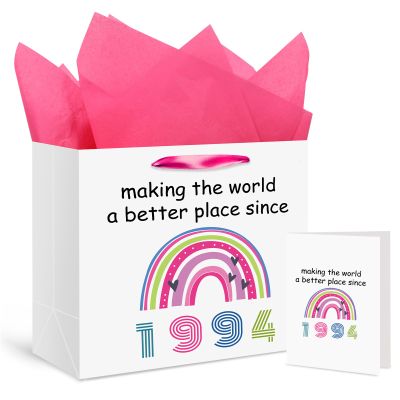 1994 Gift Bag for Women Men Large Boho Rainbow 1994 Wrap Gift Bag with 31st Birthday Tissue Paper Card Wrapping Decorations Rainbow Party Favor for 31 Years Old Birthday Anniversary Party Supplies