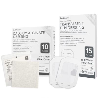 15 Transparent Film Dressing and 10 Calcium Alginate Wound Dressing Pads