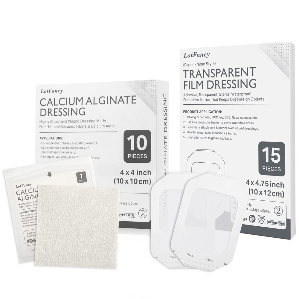 15 Transparent Film Dressing and 10 Calcium Alginate Wound Dressing Pads