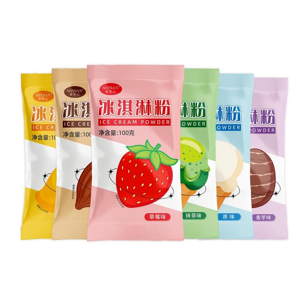 Ice Cream Mix Kits for Home Ice Cream Makers, Ready in 30 Minutes. 100g Bags, 3.5 Ounces, Six Flavors (Pack of 6) Good Gifts for Christmas Halloween Birthday Party