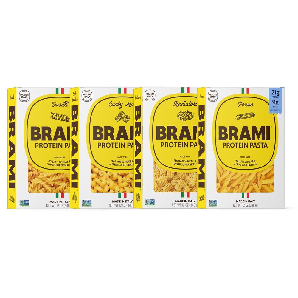 Brami Italian Protein Pasta, Variety | Low Carb | High Fiber | High Protein | Non-GMO | Keto | Made in Italy | Dry Pasta | Semolina | Fortified with Heart Healthy Lupini Beans | 12oz (Pack of 8)