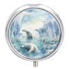 KLOPH Pill Box 3 Compartment Small Pill Case for Purse & Pocket Polar Bears and Seals Round Pill Box Cute Vitamins Fish Oil Supplements Oil Storage Box Portable Pill Containe Travel Gift, Style-2-1 view 1
