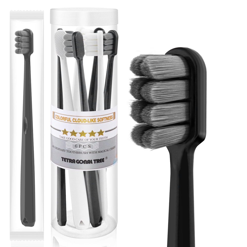 Extra Soft Toothbrushes for Adults - Extra Soft Toothbrush Pack for Sensitive Gums Ultra Soft Gum Toothbrush Designed for Gum Bleeding and Irritation 6 Pack Individually Wrapped Dentist Recommended