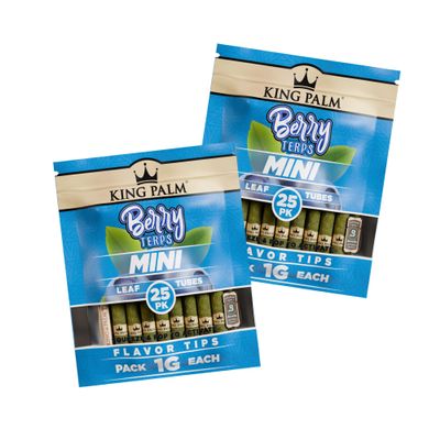 King Palm Mini Prerolled Cones - All Natural Preroll Palm Leaf Cone - Corn Husk Filter Tip - Organic Per Rolled Palm Leaf Wraps - 25 Cones per Pack - (2 Packs, 50 Cones, Berry)