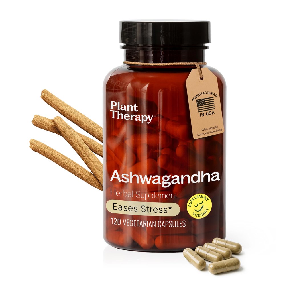 Plant Therapy Ashwagandha Capsules Manufactured in USA 4 Month Supply Promotes Relaxation and Emotional Balance Supplements for Women & Men 120 Vegetarian Capsule