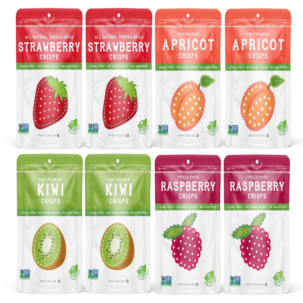Natures Turn Freeze-Dried Fruit Crisps  Healthy, Gluten-Free, Crispy & Delicious, Plant-Based Snack, Ideal for Cereal, Smoothies, School Lunches, & On-the-Go, Sour Variety, Bags of 8 (0.53 oz Each)