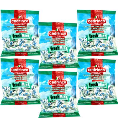 Cedrinca 1910 Fresh Mint Italian Candy 5.25 oz. (150g)(Pack of 6) - Hard Candy Individually Wrapped - European Candy - Clear Mints - Natural Flavors