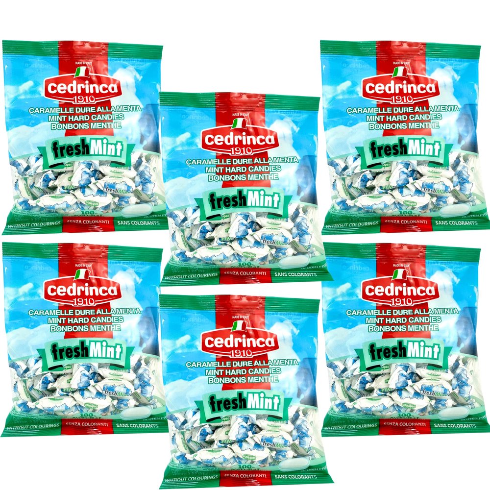 Cedrinca 1910 Fresh Mint Italian Candy 5.25 oz. (150g)(Pack of 6) - Hard Candy Individually Wrapped - European Candy - Clear Mints - Natural Flavors