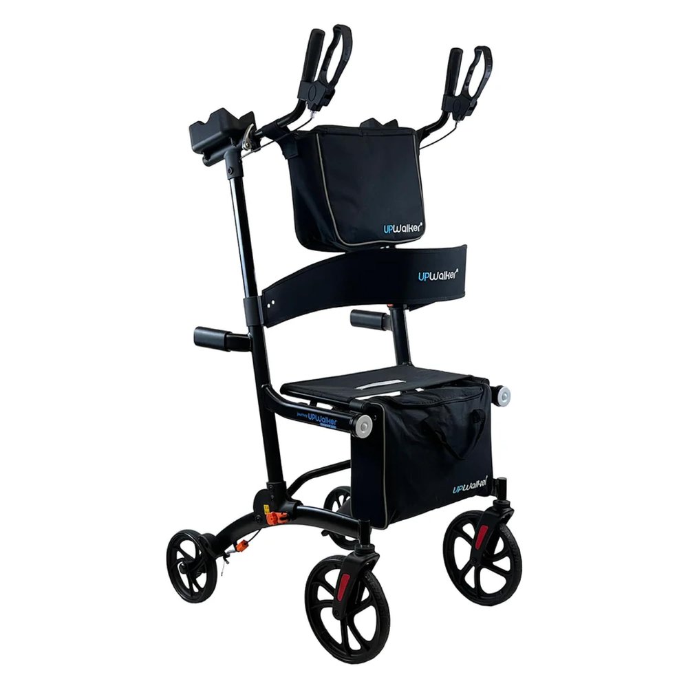 Journey UPWalker Premium Lite  The Original Upright Walker  Premium, Lightweight Adjustable Upright Rollator Walker with Narrow Build, Motion Sensor Lights, & Seat for Seniors
