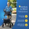Journey UPWalker Premium Lite  The Original Upright Walker  Premium, Lightweight Adjustable Upright Rollator Walker with Narrow Build, Motion Sensor Lights, & Seat for Seniors view 4
