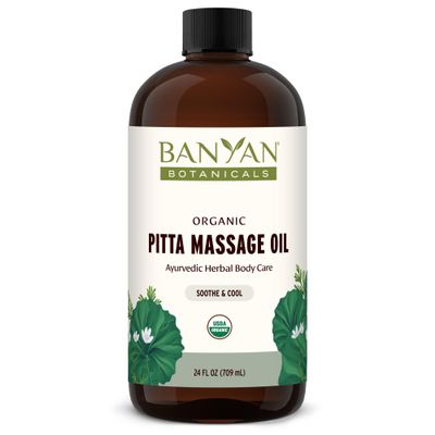 Banyan Botanicals Pitta Massage Oil  Organic Massage Oil Infused with Ayurvedic Herbs  with Gotu Kola and Guduchi (Tinospora cordifolia)  24 oz.  Non-GMO Sustainably Sourced Abhyanga Massage Oil