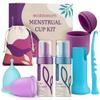 Ecoblossom Complete Menstrual Cup Kit - Small & Large Reusable Period Cups, Silicone Sterilizer Holder, Cleansing Wash, Water-Based Lube, and Easy-Insert Disc Applicator - All Inclusive Set view 1