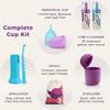 Ecoblossom Complete Menstrual Cup Kit - Small & Large Reusable Period Cups, Silicone Sterilizer Holder, Cleansing Wash, Water-Based Lube, and Easy-Insert Disc Applicator - All Inclusive Set view 2