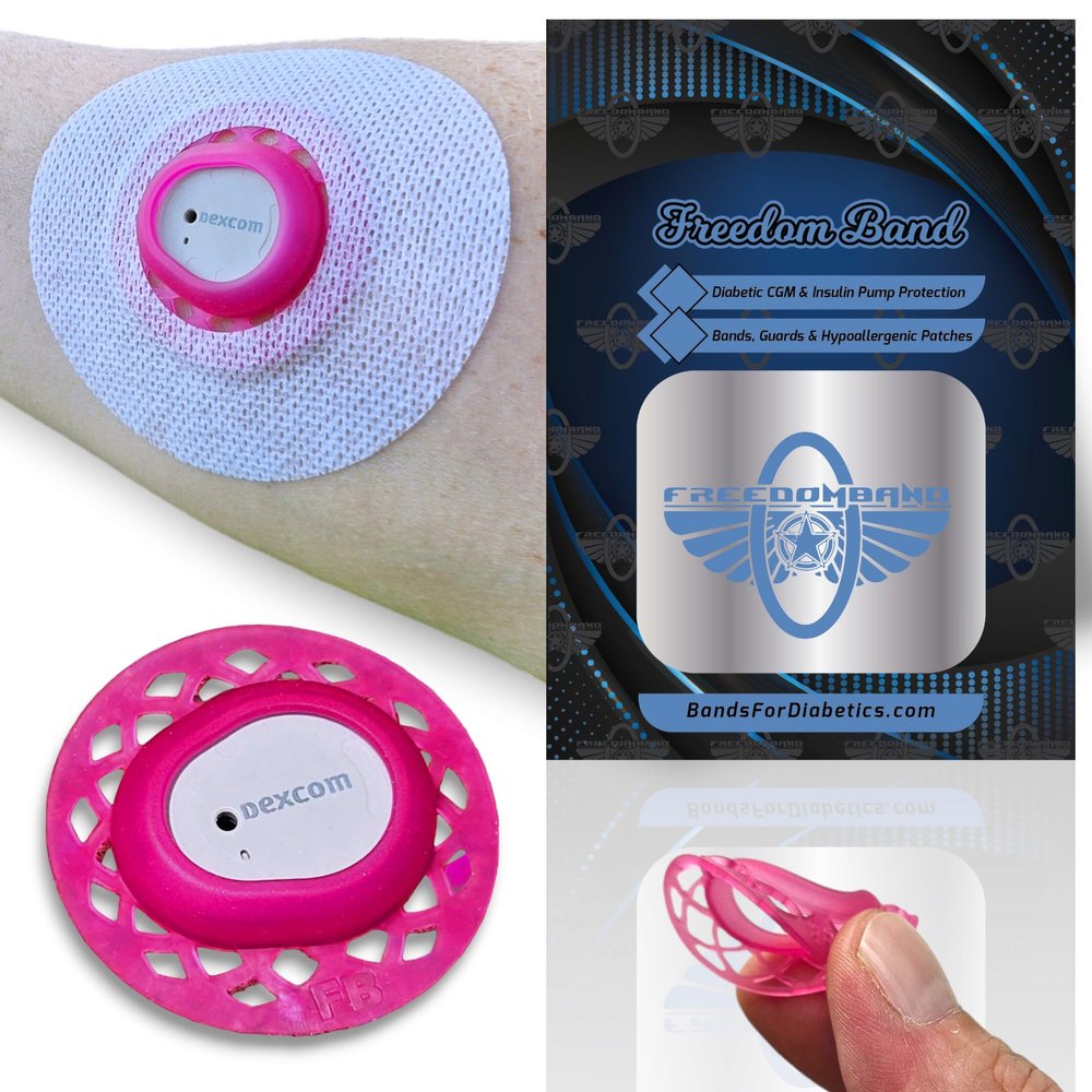 Reusable Sensor Shield Cover for Dexcom G7 Cgm Transmitter + 5 Hypoallergenic Overlay Cover Patches (Pink)