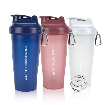 CREAWELLAY 3 Pack Protein Shaker Bottle, 24 oz Protein Shaker Cup with Wire Shaker Ball for Pre Workout, Shake Bottle with Carrying Handle, BPA-Free & Dishwasher Safe (White, Pink, Blue)