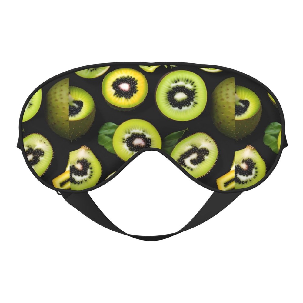 Green Kiwi Unisex Elastic Adjustable Buckle Design Blackout Sleep Eye Mask for Home Travel Yoga Office Nap