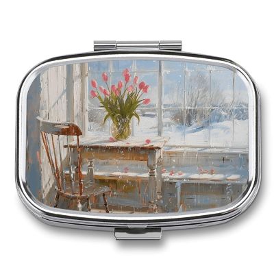 Pill Box Vase on The Table Pill Case 3 Compartment Travel Pill Organizer Small Pill Container for Pocket Purse Daily Vitamin Case Medicine Box to Hold Vitamins Fish Oil