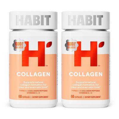Habit Collagen Supplement 2 Pack (120 Capsules) - New Look, 2000mg Collagen Peptides, Vitamin C & Vitamin E, Skin Health, Antioxidants, Non-GMO, Gluten Free