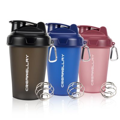 CREAWELLAY 3 Pack Shaker Bottles for Protein Mixes, 17 oz Small Protein Shaker Bottle with Handle, Gym Shaker Cups with Blending Ball for Pre Workout, BPA-Free & Dishwasher Safe (Black, Pink, Blue)