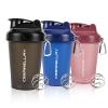 CREAWELLAY 3 Pack Shaker Bottles for Protein Mixes, 17 oz Small Protein Shaker Bottle with Handle, Gym Shaker Cups with Blending Ball for Pre Workout, BPA-Free & Dishwasher Safe (Black, Pink, Blue) view 1
