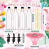 Baderke 162 Pcs Shaved Ice Kit 50 4oz Flower Shaped Snow Cone Cups 100 Spoon Straws 6 25oz Long Neck Plastic Bottles 6 Bottle Pourers for Hawaiian Holiday Beach Party(Black) view 2