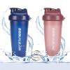 BBBUILDJIA 2 PACK Shaker Bottle Holds upto 24oz, Shaking Ball Whisk, Portable Pre Workout Protein Drink Cup, Mixes Cocktails Smoothies Shakes, Dishwasher Safe & BPA Free, Blue/Pink view 1