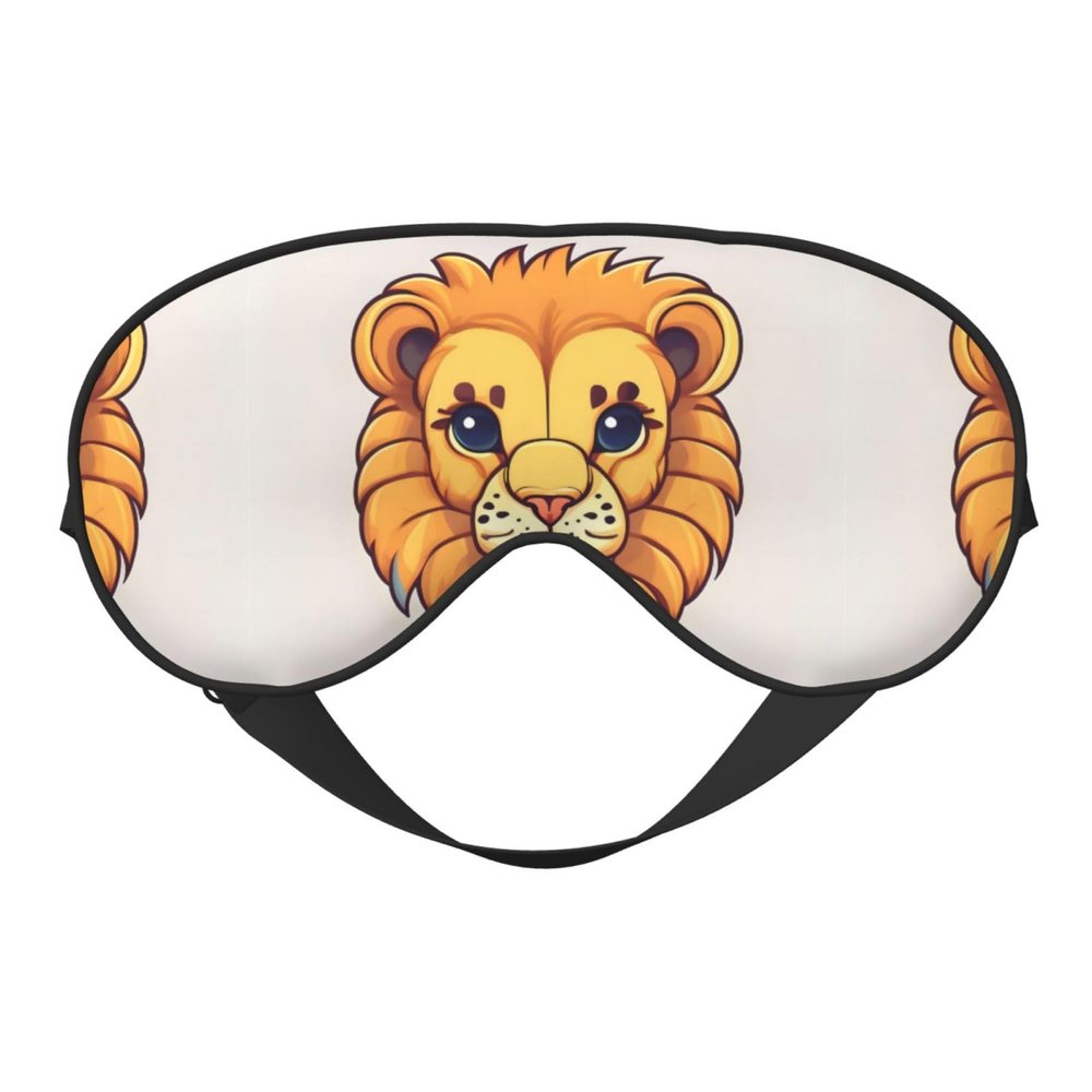 Cartoon Cute Little Lion Unisex Elastic Adjustable Buckle Design Blackout Sleep Eye Mask for Home Travel Yoga Office Nap