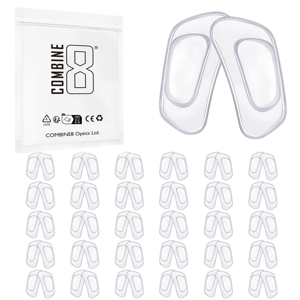 Combine8 Eyeglass Nose Pads, 30 Pairs Clear Soft Silicone Glasses Nose Pad for Costa South Point/Flagler/Ponce/Wader; for Oakley Cartridge/Spindle/Latch Key/Diecutter/Latch Alpha Eyeglasses