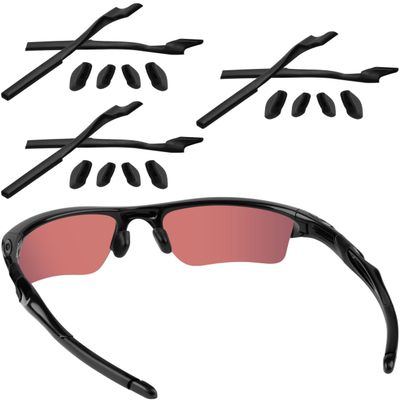 Acefrog 3 Pairs Upgraded Replacement Temple Sleeve Earsocks Nose Pads Kit for Oakley Half Jacket 2.0 OO9144, Half Jacket 2.0 XL, Half Jacket 2.0 Asian Fit Sunglasses, Perfectly Fit, Black