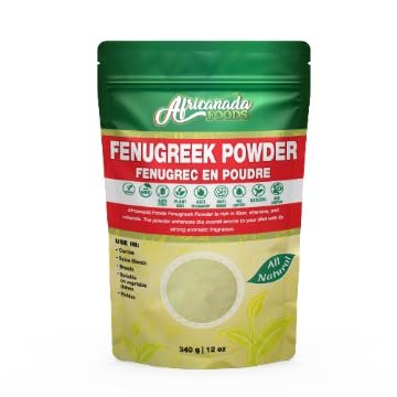 Africanada Foods All Natural Fenugreek Powder | Use in Curries, Spice Blends, Breads, Sprinkle on vegetable dishes, Pickles | 340g