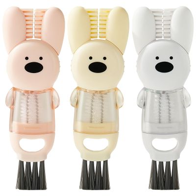 4 in 1 Cup Lid Cleaning Brush,2024 New Cute Rabbit Shaped Multifunctional Cleaning Brush for Bottle Gap Tight Spaces Cup,Portable Cup Mouth Scrubber Lid Crevice Cleaner Brushes