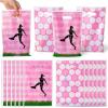 ArianQicult Soccer Party Favor Bags - 50Pcs Pink Football Goody Candy Treat Gift Bags, Sport Themed Party Decorations for Adult Kid Boy Girl Birthday Outdoor Sports Team Games Events Holiday Supplies