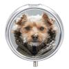 Pill Box Round Pill Case for Purse & Pocket Puppy in Snow 3 Compartment Medicine Pill Organizer Portable Travel Pillbox Medicine Vitamin Cod Liver Oil Storage Box view 1