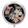 Pill Box Round Pill Case for Purse & Pocket Embroidery Floral 3 Compartment Medicine Pill Organizer Portable Travel Pillbox Medicine Vitamin Cod Liver Oil Storage Box view 1